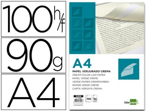 Papel verge liderpapel din a4 90 gr creme embalagem de 100 folhas , Liderpapel , 31909 , 8423473319097